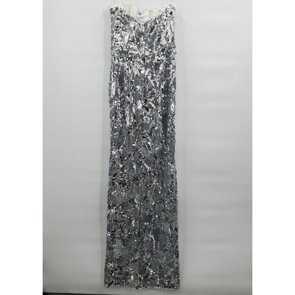 Elegant Silver Strapless Midi Dress - Picture 7 of 16